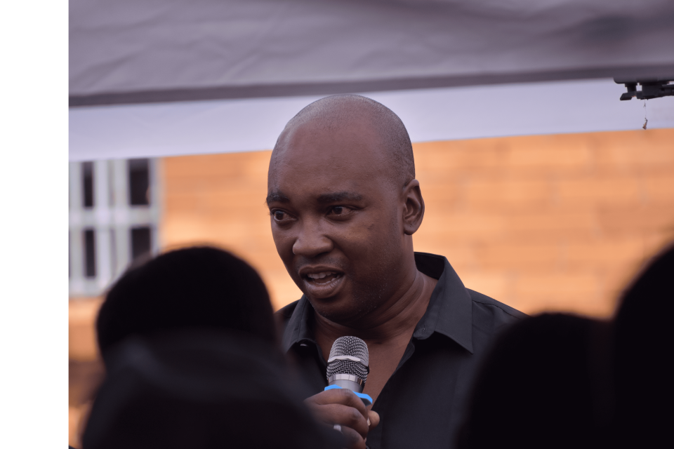 Road safety speaker addressing high school learners during Bridgestone Life is a Journey education programme in South Africa.