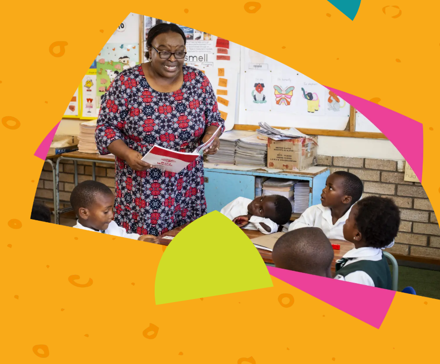 Teacher reading to young learners in a Foundation Phase classroom in South Africa