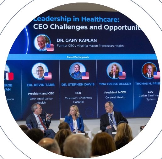 Healthcare leaders participate in a global panel discussion on innovation and leadership challenges shaping the future of healthcare systems.