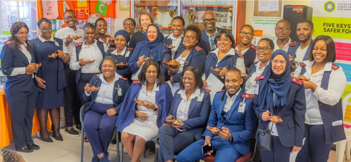 Healthcare workers and community members at immunisation awareness event in Cape Town