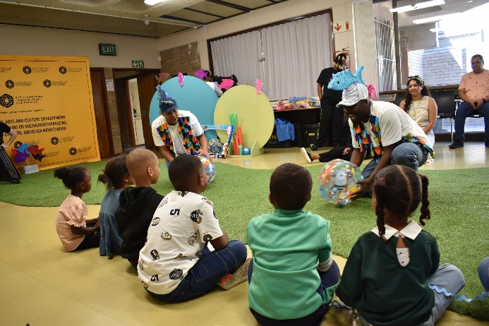 Children participate in an interactive Opera Blocks theatre experience hosted by Cape Town Opera at a City library, introducing young audiences to music through play.