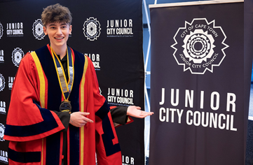 Newly elected Cape Town Junior Mayor Pierce Beaulieu during the Junior City Council executive elections.