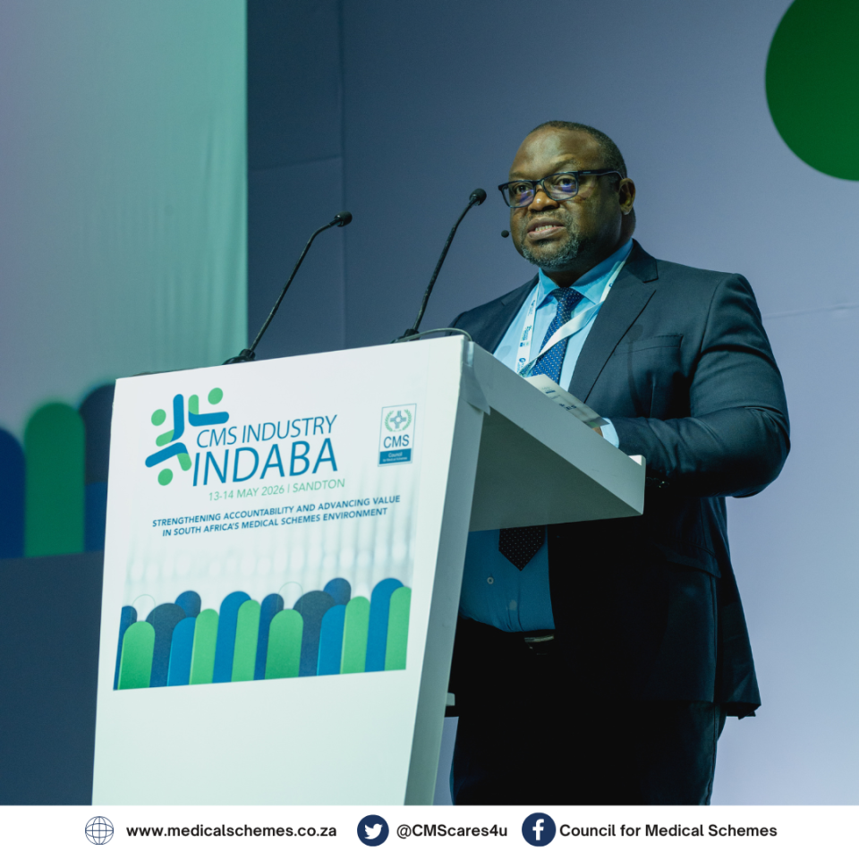 Dr Musa Gumede addresses delegates during the CMS Industry Indaba 2026 at the Sandton Convention Centre in Johannesburg.
