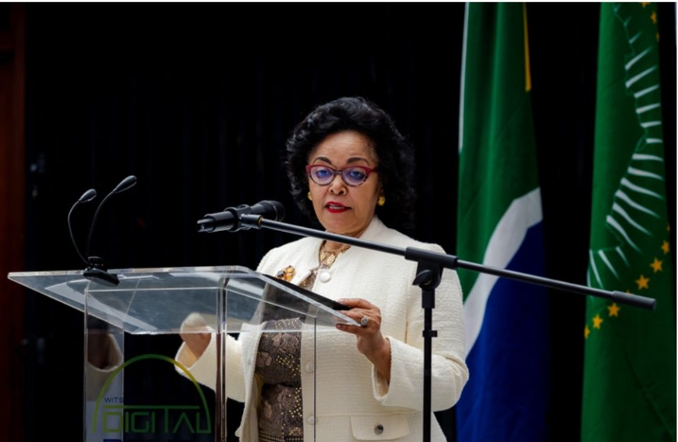 AUDA-NEPAD Chief Executive Officer Nardos Bekele-Thomas speaking at a podium during the agency’s Silver Jubilee event.