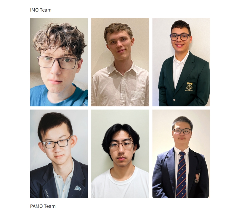 Portrait photographs of the South African learners selected to represent the country at the 2026 International Mathematics Olympiad and Pan African Mathematics Olympiad.