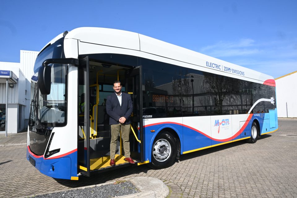 Cape Town’s first MyCiTi electric bus ahead of testing on routes across the city before the fleet’s planned 2027 rollout.