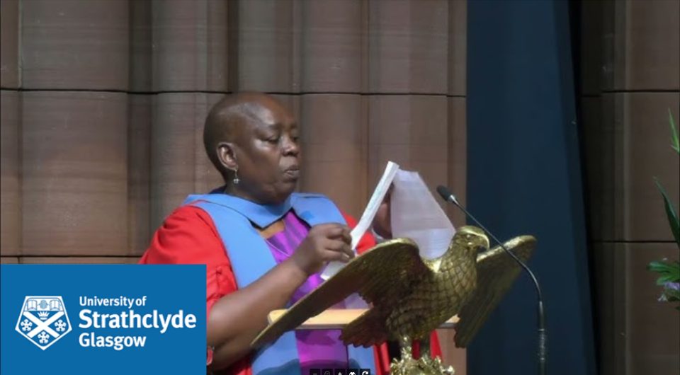 Dr Nozizwe Madlala-Routledge speaking at a University of Strathclyde ceremony after receiving an honorary doctorate.