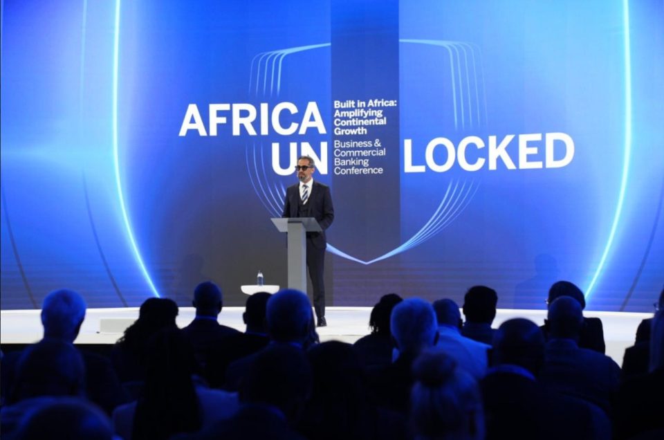 Mohammed Dewji delivers a keynote address to delegates at the Africa Unlocked 2026 conference.