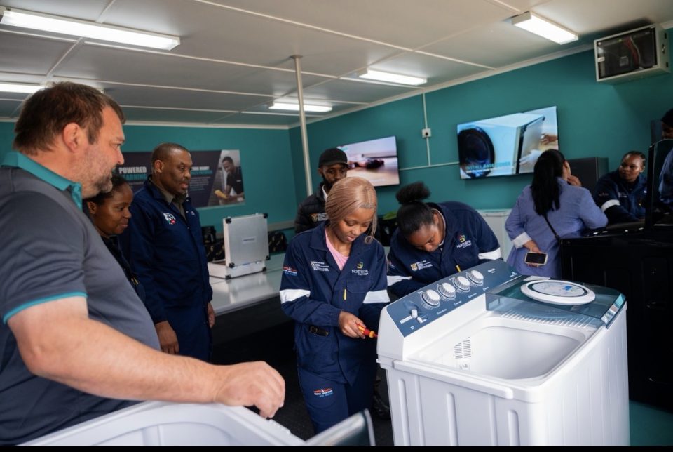 Northlink TVET College students receiving practical appliance repair training at the Hisense-Northlink Technical Academy.