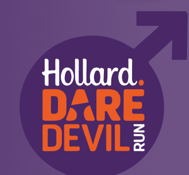 Hollard Daredevil Run logo featuring the campaign’s purple and orange branding and male symbol.