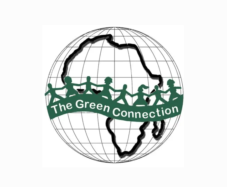 The Green Connection logo featuring the African continent surrounded by people holding hands across a globe.