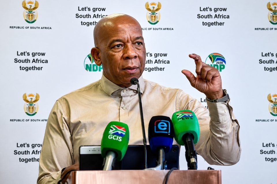 Electricity and Energy Minister Kgosientsho Ramokgopa addresses a media briefing on South Africa’s electricity sector.