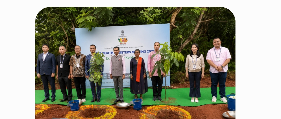 Delegates at the BRICS Youth Ministers’ Meeting participate in a tree-planting initiative in Visakhapatnam, India.