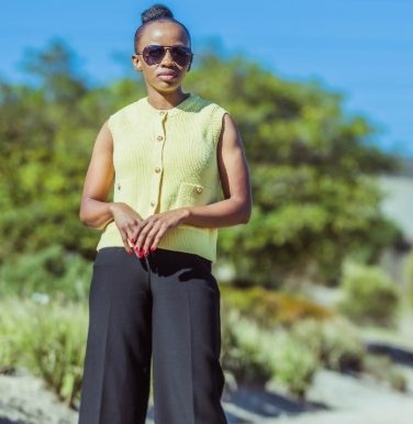 Promise Twala, founder of Somkhanda Communications, pictured outdoors ahead of a free soft-skills workshop for South African entrepreneurs.