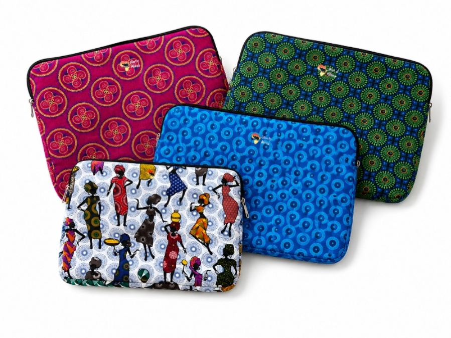 Colourful Hint of Africa products featuring vibrant African-inspired fabric designs.