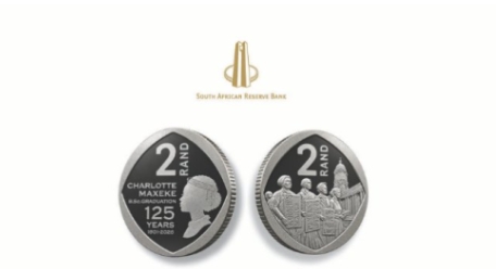 Two commemorative South African R2 coins honouring Charlotte Maxeke and the 1956 Women’s March.