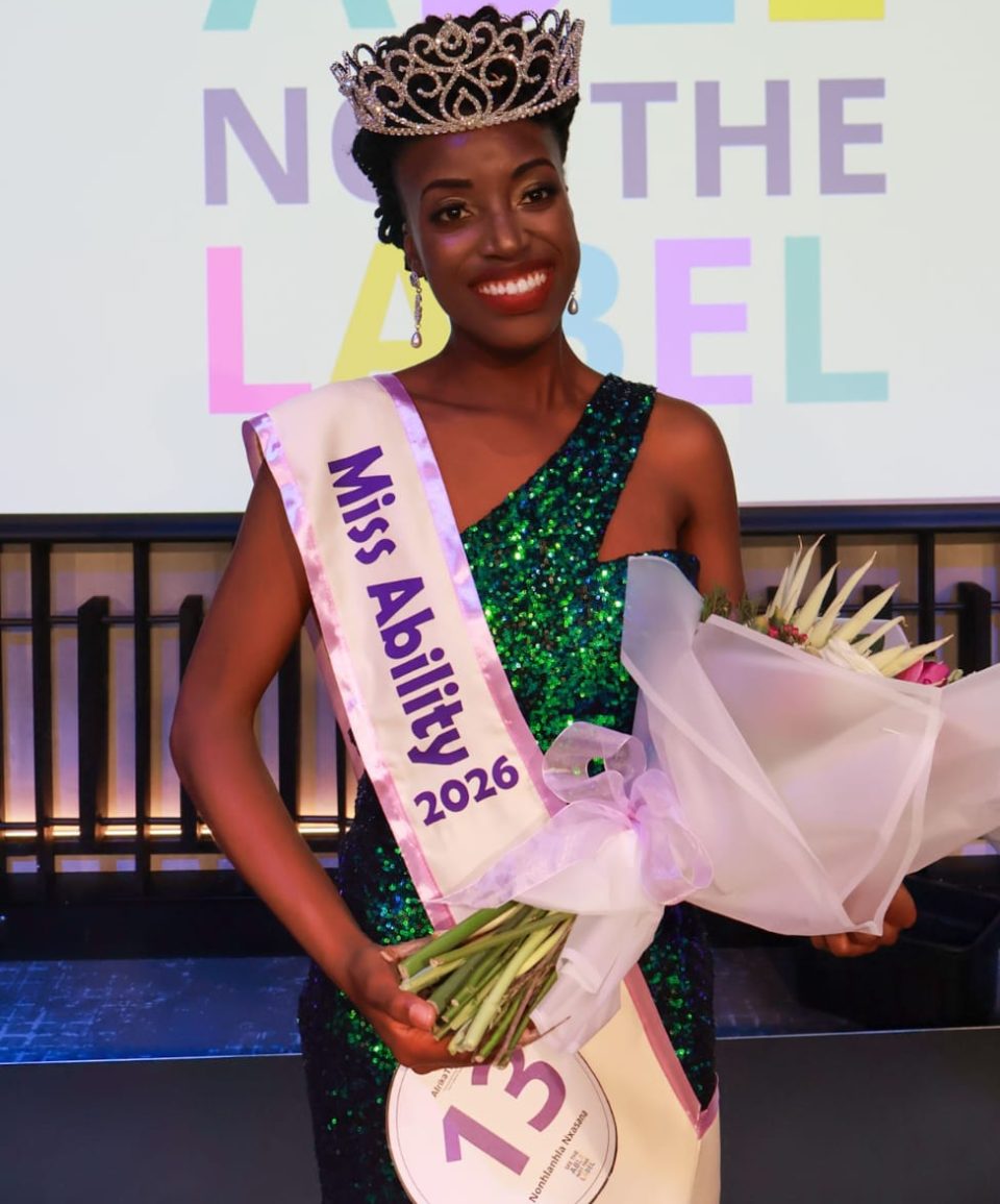 Miss Ability 2026 Nonhlanhla Nxasana celebrates her crowning at Afrika Tikkun's Beauty in Ability pageant in Rosebank.