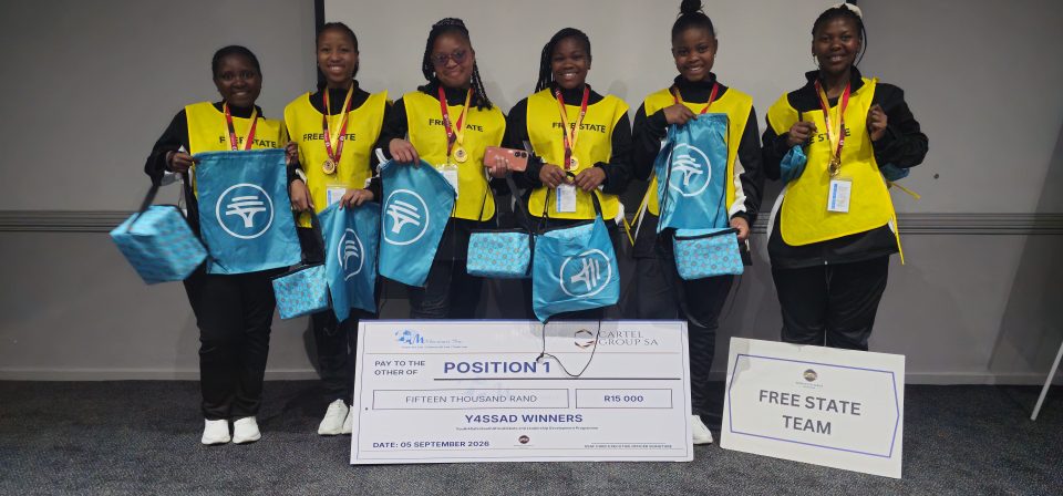 Free State learners celebrate winning the fifth Youth4SaferSA National Debate Championship after competing against teams from across South Africa.