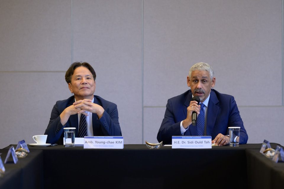 African Development Bank President Dr Sidi Ould Tah speaks alongside Korea-Africa Foundation President Ambassador Young-chae Kim during a high-level investment dialogue in Seoul.