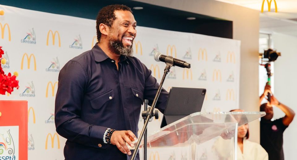 Speaker addresses guests at the launch of the McDonald’s South Africa and CATHSSETA hospitality learnership partnership.