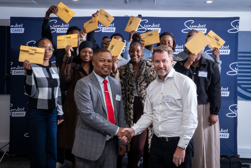 Sunbet Cares bursary recipients celebrate at North-West University during the launch of the education funding programme supporting university students.