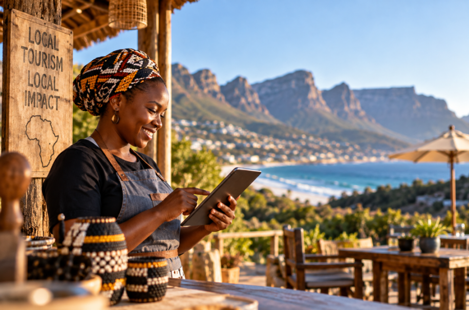 South African tourism entrepreneur using digital technology to connect with travellers and grow a local tourism business.
