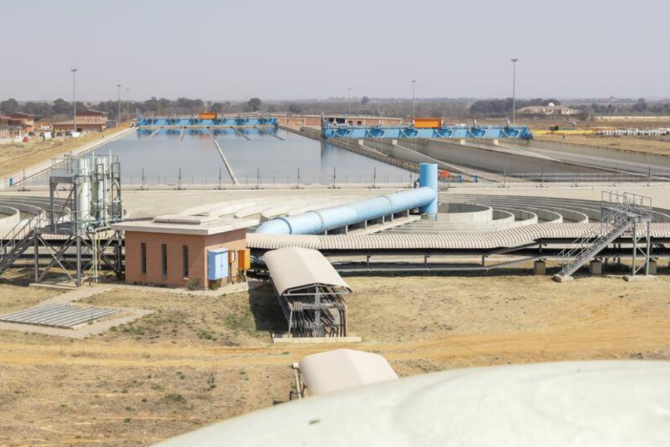 Rietvlei Water Treatment Plant in Tshwane, showing large treatment basins and infrastructure used to process raw water for drinking.
