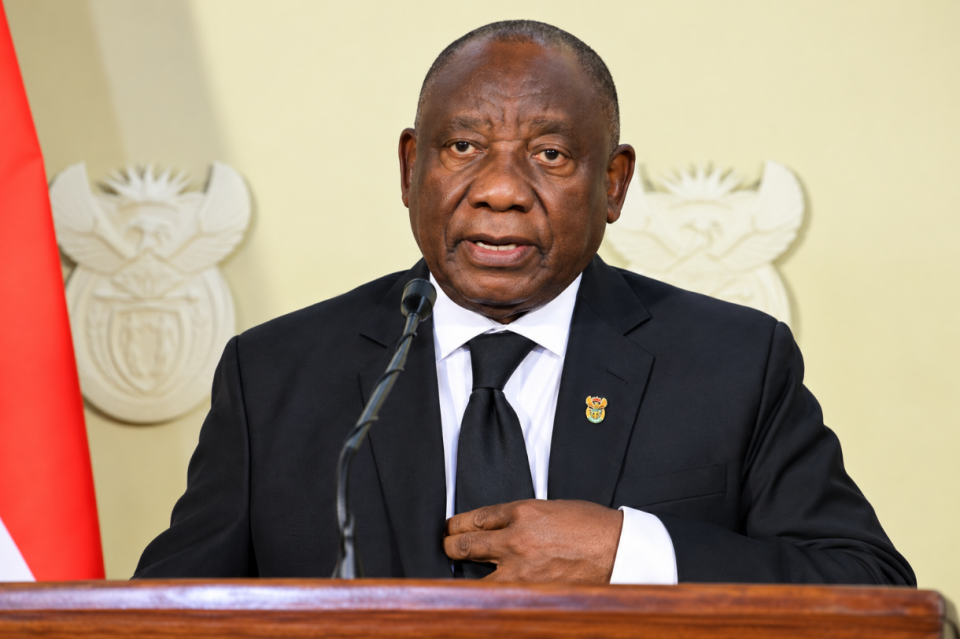 President Cyril Ramaphosa addresses the nation during an announcement on South Africa’s response to gender-based violence and femicide.