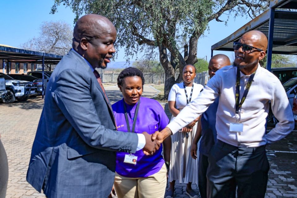 Limpopo government and technology representatives greet one another during the handover of a digital connectivity initiative supporting public service facilities.