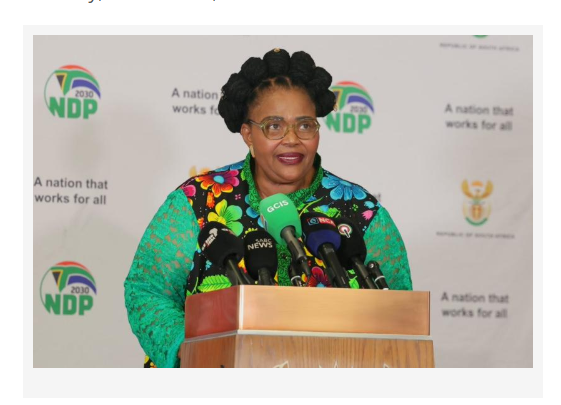 Water and Sanitation Minister Pemmy Majodina addresses a media briefing on government's response to water contamination affecting Bronkhorstspruit communities.
