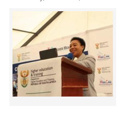 Higher Education and Training Deputy Minister Dr Nomusa Dube-Ncube speaking at an official event.