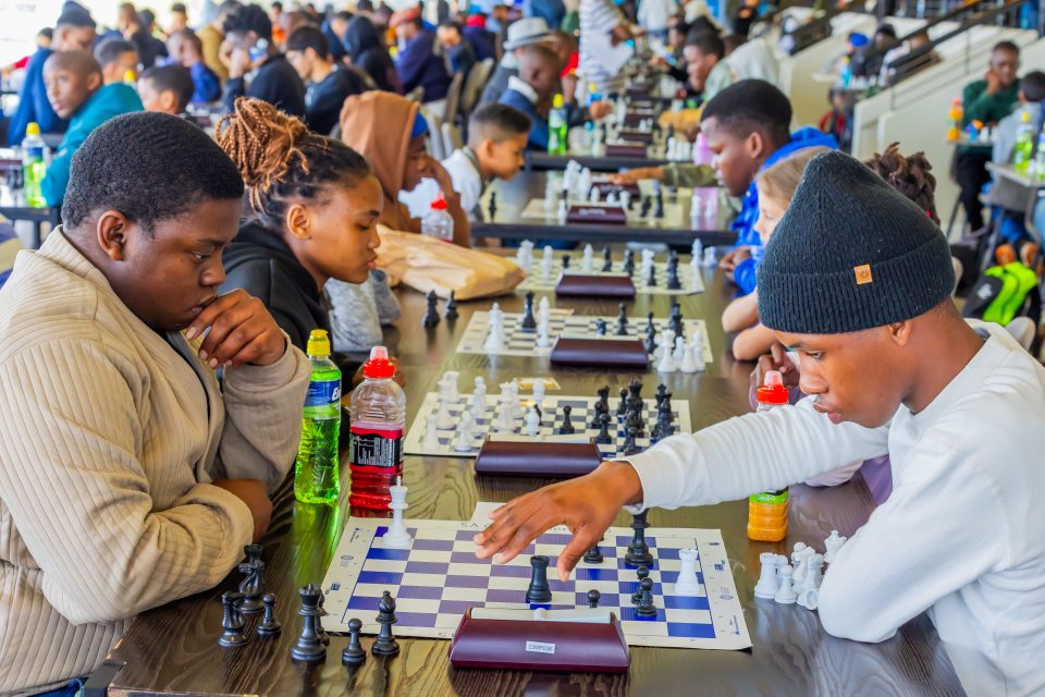 Young competitors play chess during Cape Town’s 2026 Chess@Libraries Tournament finals.